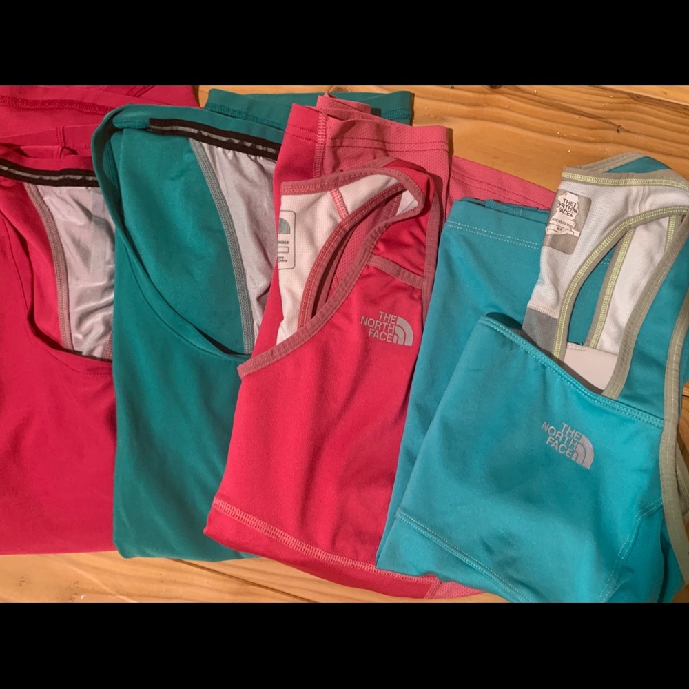 TNF Sport Tanks (built in bra) and UA shirts